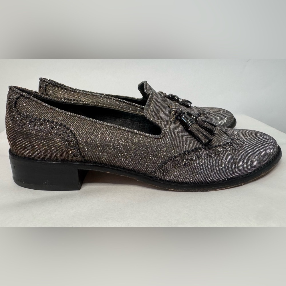 Stuart Weitzman Guy Thing Metallic Lurex Tassel Loafers - Picture 7 of 15